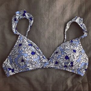 J. Crew Blue Floral French Bikini Top